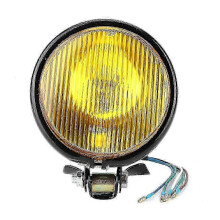 Vintage Retro Style Headlight Universal Motorcycle Headlight Motorcycle Modification Accessories Black Shell, Yellow Glass_Surprise Gift