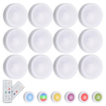 12-Pack - LED Spotlights with Remote Controls - Wireless MultiColor_MultiColor/12-Pack_Surprise Gift