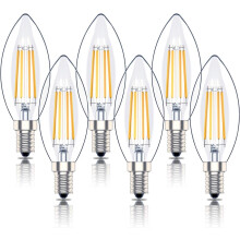 E14 Dimmable LED Candle Light Bulb, SES Filament Small Edison Screw Bulb, 4W 40W Equivalent, Warm White 2700K, 400lm, 6-pack_Surprise Gift
