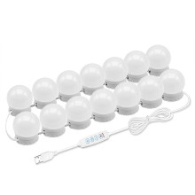 Espejo de maquillaje con luces LED, 14 bombillas regulables, 10 niveles de brillo ajustables, compatible con tocadores y baños. Regalo sorpresa.