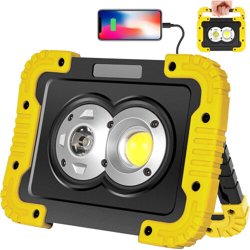 Rechargeable work light, 3000 Lumen LED work light with spotlight,_Surprise Gift