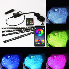 Car Lighting Car Accessories Car LED Lights APP Control with Remote Control Music Sync Color Changing RGB Under Dash Car Lighting with Car Charger_Su