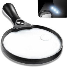 Magnifying Glass with Light, 5.5 Inch Large Magnifying Glass, 2x, 4x, 25x Zoom Magnifying Glass with 3 LED Lights compatible Seniors, Reading, Stamps