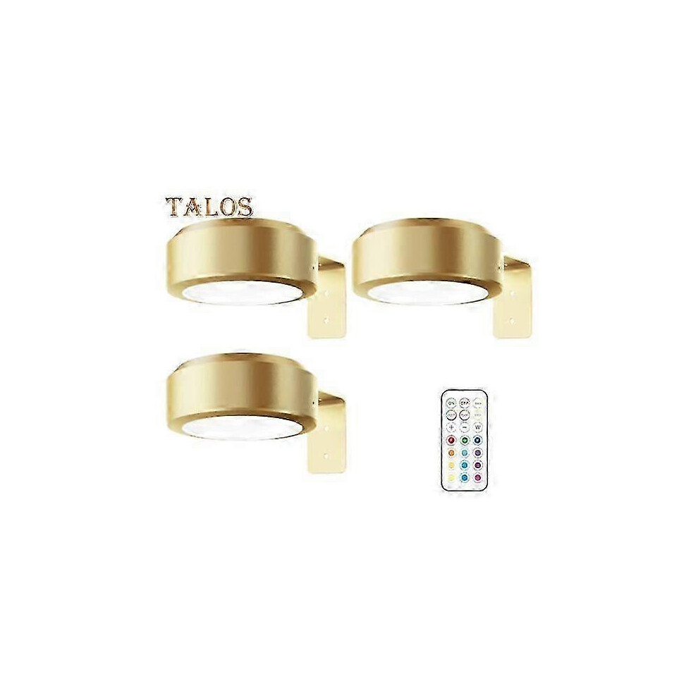 Picture With Remote Control 100 Lumen High Brightness Stepless Dimming 3 Ing Modes Battery Powered No Drilling Wall Art Lamp Golden_3pcs/G Light 6902344792693