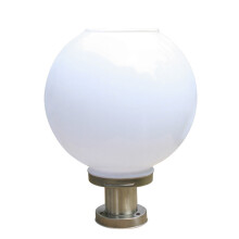 LED outdoor solar gate post lamp, wireless round ball garden lamp, terraces and patio lighting IP65 waterproof, stainless steel, remote control_Surpr