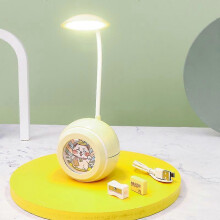 Mini-Schreibtischlampe mit Cartoon-Motiv, Augenschutz-Leselampe, siebenfarbiges Licht, Nachtlicht für Kinder (Beige) – Überraschungsgeschenk
