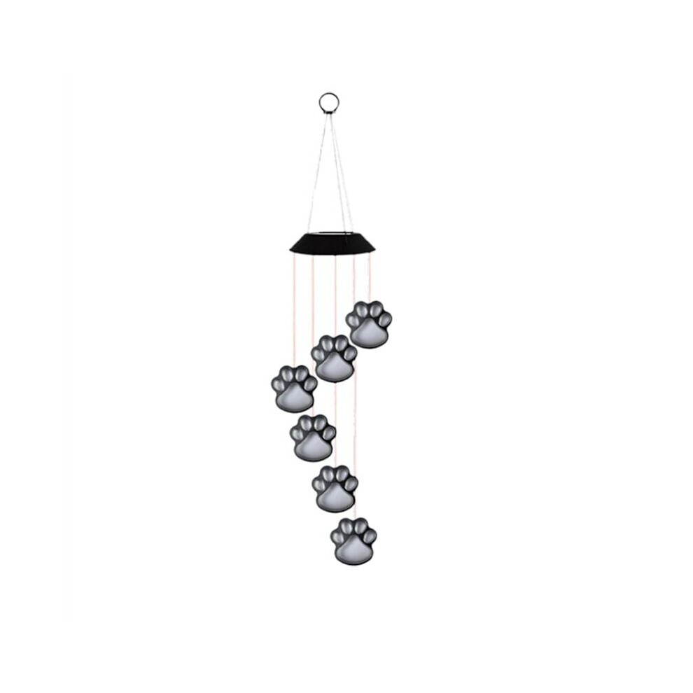 Led Solar Wind Chime Lamp, Paw Print, Solar Wind Chime, Compatible Dogs, Paw Print, Solar Cell, Ip65 Waterproof, Hanging_surprise Gift 6902344795755