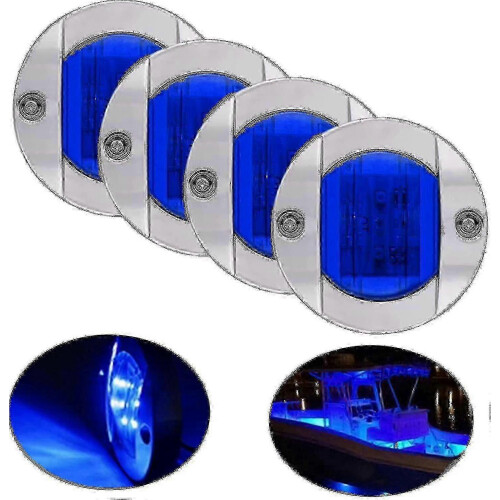 4-pack 12V Round LED Marine Light, Transom Mounted Boat Lights compatible Deck Lighting_Surprise Gift