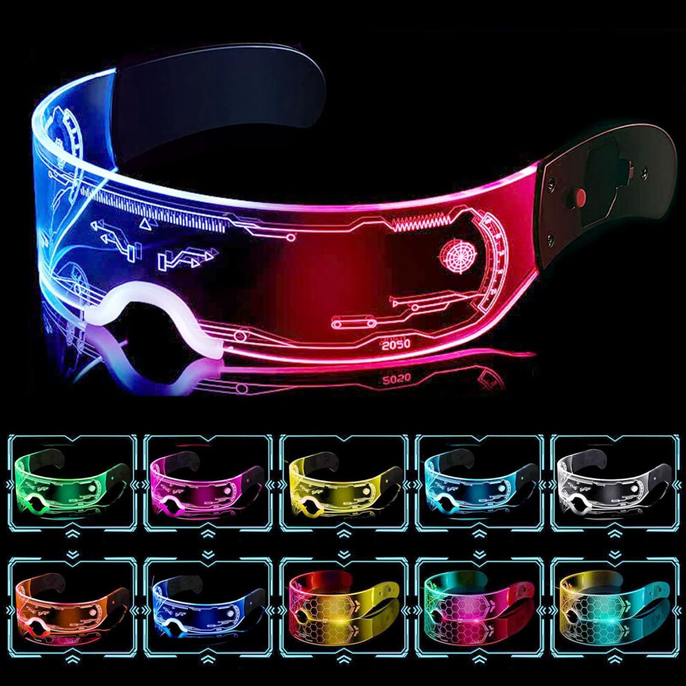 LED Glasses - Glowing Cyberpunk Futuristic Neon Rave DJ Glasses_Surprise Gift