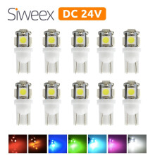 10 stuks W5W T10 LED-lamp 194 168 wigvormige auto interieur plafondlamp leeslampjes DC 24V 5050 5SMD warm/wit vrachtwagen auto kentekenplaatverlichti