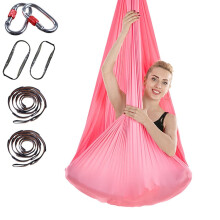 Anti-Schwerkraft-Yoga-Hängematte für den Innenbereich, knotenfrei, mit verriegelbarem Verlängerungsgurt. Größe: 400 x 280 cm (rosa).