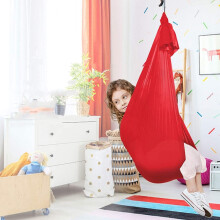 Elastische Hängematte für Kinder, für drinnen und draußen, Größe: 1 x 2,8 m (Rot)