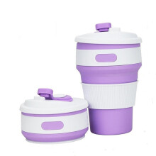 Opvouwbare, draagbare, telescopische siliconen drink-/koffiebeker, multifunctionele siliconen reisbeker, 350 ml (paars)