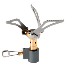 Mini opvouwbaar kampeerfornuisje, survivaluitrusting, draagbaar gasfornuisje voor picknicks (zilver)