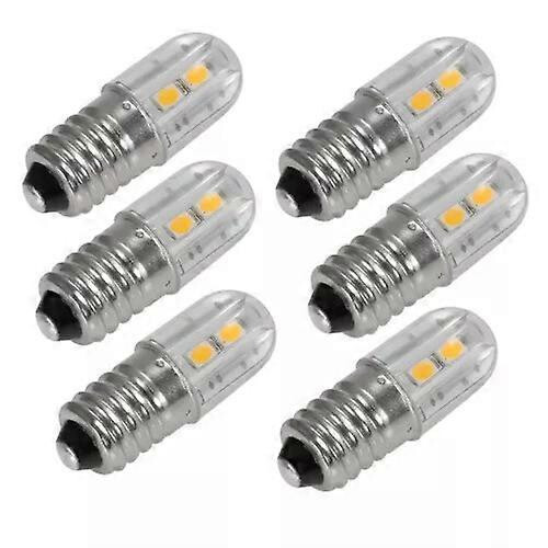 (6pcs-Warm White) E10 6V LED Bulb 2W AC DC Compatible Screw Base Light Source Lamp for Model Decor Instrument Lighting