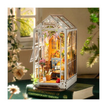 3D-puzzel - Boekenhoekset met LED-verlichting (vakantiehuisje in de tuin), doe-het-zelf boekenplank voor het decoreren van een biblioth