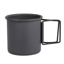 HK280 300ml Faltbarer Wasserbecher für Outdoor-Camping, tragbarer Becher aus Aluminiumlegierung, Farbe: Schwarz