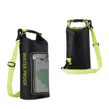 2-in-1 Outdoor-Fahrradtasche, Crossbody-Handytasche, wasserdichte PVC-Schwimmtasche IPX6, Größe: 5L (Schwarz/Grün)