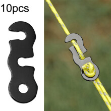 Sold in packs of 10. Outdoor camping aluminum alloy paracord buckles, S-shaped wind rope buckles, tent rope accessories (black).