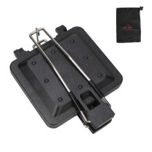 COOL CAMP CF-807 Outdoor Camping Faltbare Tragbare Sandwich-Grillpfanne mit Antihaftbeschichtung, Toastpfanne, doppelseitig (Schwarz)