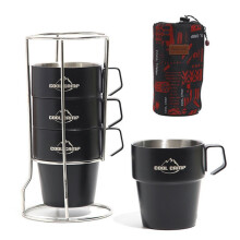 Set van 1 COOL CAMP CF-519 Outdoor Camping Koffiebeker van 304 roestvrij staal met thermische isolatie, anti-verbranding en dubbele vac