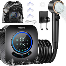 Elektrische Campingdusche, 8000 mAh Camping-Duschset, wiederaufladbar, mit Smart-Display, für Camping und Wandern