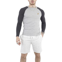 (Grey and Dark Charcoal, L) BRAVE SOUL Mens Long Sleeve T Shirts Cotton Tee
