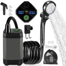 Tragbare Campingdusche, wiederaufladbare elektrische Duschpumpe mit Schlauch, intelligentes Display für den Outdoor-Einsatz