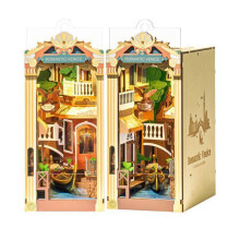 3D puzzle - Sada knižného kútika s LED svetlom (Romantické Benátky), samomontážna knižnica na ozdobenie vašej knižnice
