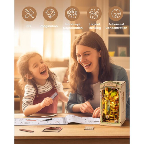 3D Παζλ - Κιτ Βιβλιοθήκης με LED (Γωνία Λουλουδιών), αυτοσυναρμολογούμενη βιβλ 2