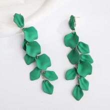 (green) Long Acrylic Rose Petal Earrings Dangle Exaggerated Flower Earrings Drop