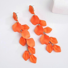 (orange color) Long Acrylic Rose Petal Earrings Dangle Exaggerated Flower Earrings Drop