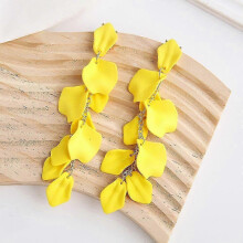 (yellow) Long Acrylic Rose Petal Earrings Dangle Exaggerated Flower Earrings Drop