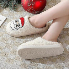 (43-44, Santa Claus) Women's Christmas Cute Cartoon Fluffy Warm Home Slippers