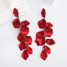 (red) Long Acrylic Rose Petal Earrings Dangle Exaggerated Flower Earrings Drop