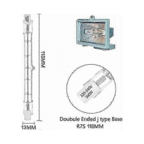 10pcs R7s halogen lamp, 118mm, 300W, 230V 2