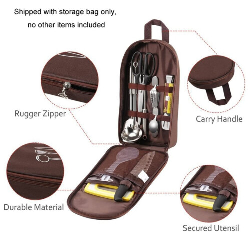 Portable outdoor camping kitchenware and picnic tableware (coffee color) 2