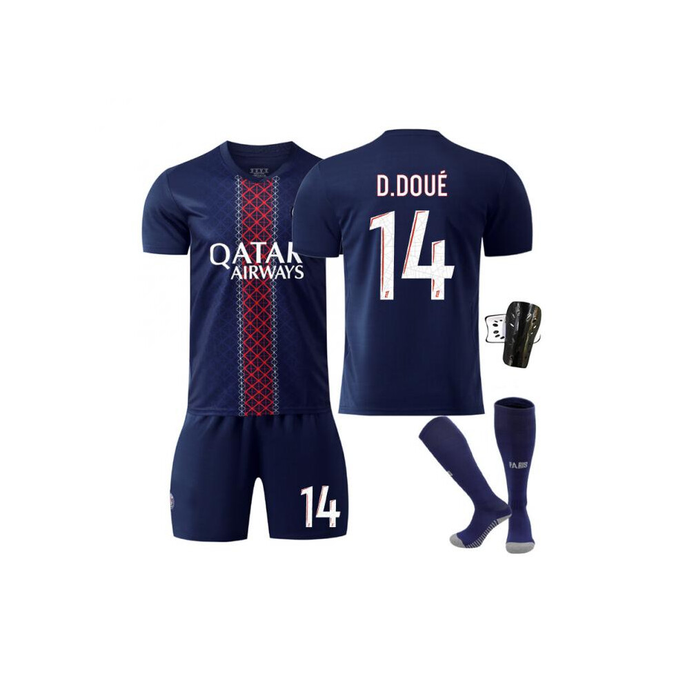 (#7 Mbappe, 22#) (#14 D.Doue, 28#) 25-26 Paris Main Old Model Number Football Jersey For Kids And Adults-image