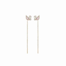 (08) Rose gold black and white pearl gradient swan earrings earrings earrings compatible with girlfriend Valentine's Day gift