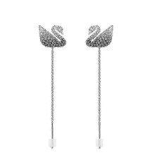 (13) Rose gold black and white pearl gradient swan earrings earrings earrings compatible with girlfriend Valentine's Day gift