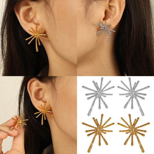 Boucles d'oreilles pyrotechniques étincelantes robustes-Argent 2