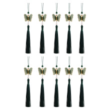 Sturdy Icy Polyester 26cm Butterfly Fringe Tassels-Dark Green