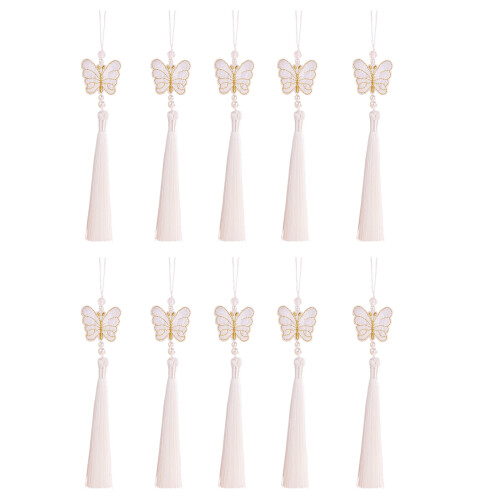 Sturdy Icy Polyester 26cm Butterfly Fringe Tassels-White