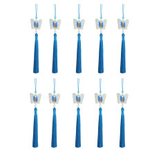 Hochwertiger 26 cm langer Fransen-Quastenanhänger aus-Himmelblau