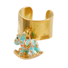 Kreativer Schaukelpferd-Ringanhänger, perfektes Geschenk-Blau