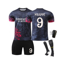 (#9 MBAPPÉ, 26#) (#9 MBAPPÉ, 26#) 24/25 Real Madrid Dragon Black and Red Football Jersey for Kids and Adults
