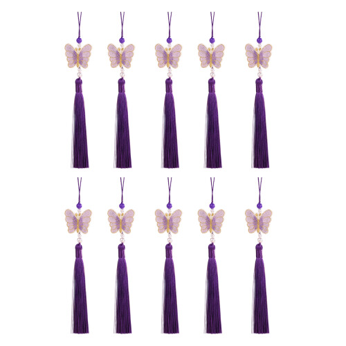 Glands à franges en Polyester glacé de 26cm,-Violet foncé
