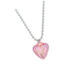 Collier pendentif coeur bulle coloré chaîne de clavicule en-Rose
