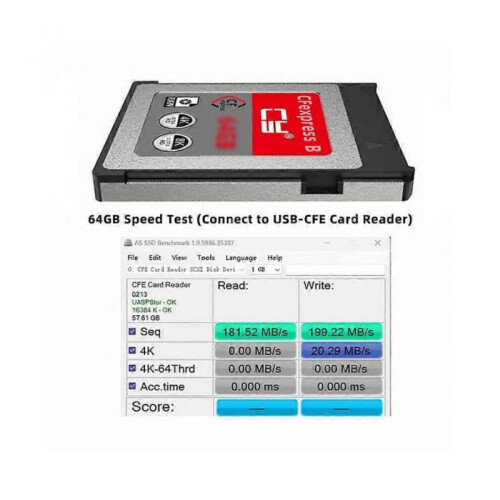 SA-079-064G CFexpress Type-B 64GB Camera Memory Card CFE CFB Adapter Support 8K RAW PCIe Expansion 1