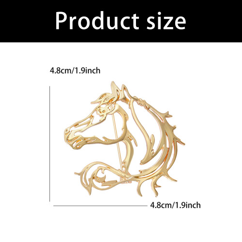 Broche cheval ajourée moderne, bijoux fabriqués en-Couleur or 2